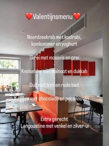 ❤️Valentijnsmenu ❤️

Vrijdag 13/2 
lunch nog meerdere plaatsen vrij
Diner nog plaats voor  2 of 4 personen 

Zaterdag 14/2 reeds volzet

Zondag 15/2 lunch nog meerdere plaatsen vrij 

Reserveren kan via:

https://hetvliegendtapijt.be/reserveren/
Bel 056 22 27 45 

❤️❤️❤️❤️❤️❤️❤️
Veel liefs