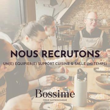🔎 NOUS RECRUTONS UN(E) ÉQUIPIER(E) SUPPORT CUISINE & SALLE (MI-TEMPS) !

Vous recherchez un emploi dans une équipe dynamique où votre travail a un réel impact au quotidien ?

L'Atelier de Bossimé recherche une personne motivée et impliquée pour rejoindre son équipe lors des services du jeudi, vendredi et samedi soir .

Votre mission ? Être un véritable pilier du bon fonctionnement de la maison en assurant la plonge, l'organisation et le rangement des espaces, la gestion des déchets ainsi que le soutien opérationnel des équipes de cuisine et de salle.

Un rôle essentiel pour permettre à chaque service de se dérouler dans les meilleures conditions.

✨ Ce que nous vous proposons :

• Une équipe bienveillante et passionnée
• Une ambiance de travail conviviale et respectueuse
• Une immersion au cœur d'une maison gastronomique reconnue
• Un poste varié où aucune soirée ne se ressemble
• Une rémunération attractive adaptée à votre expérience et votre implication
• Des opportunités d'apprentissage et d'évolution

📍 Lieu : L'Atelier de Bossimé – Loyers (Namur)
📅 Jours : Jeudi, vendredi et samedi
🕐 Horaire : 16h00 à 23h00
🚀 Entrée en fonction : immédiate

Vous aimez le travail d'équipe, les environnements dynamiques et la satisfaction du travail bien fait ?

Alors nous serions ravis de vous rencontrer.

Informations sur notre site Internet, onglet jobs 📩 Envoyez votre candidature à : info@bossime.be 
N'hésitez pas à partager cette publication autour de vous afin de nous aider à trouver notre futur collègue.