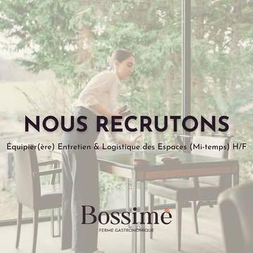 🔎 NOUS RECRUTONS ! ÉQUIPIER(E) ENTRETIEN & LOGISTIQUE DES ESPACES (MI-TEMPS)

✨ Mi-temps • Horaires flexibles • Autonomie • Environnement de travail de qualité ✨

Vous recherchez un emploi qui vous permet de travailler avec autonomie, de gérer votre organisation et d'avoir un impact concret sur l'expérience vécue par les clients ?

L'Atelier de Bossimé recherche une personne de confiance pour rejoindre son équipe et contribuer chaque jour à la qualité, à l'accueil et au bon fonctionnement de notre maison.

Votre mission ?

Veiller à ce que nos espaces soient toujours accueillants, propres, organisés et prêts à recevoir nos clients, partenaires et événements.

Concrètement, vous participerez à :

✔ L'entretien du restaurant gastronomique, des salles de réunion, des espaces d'accueil et des terrasses
✔ La préparation des salles et du matériel pour les réunions, séminaires et événements
✔ La gestion du linge de l'établissement (lessives, rangement et organisation)
✔ Le maintien d'un environnement agréable pour nos clients et nos équipes
✔ La bonne organisation quotidienne des différents espaces du site

✨ Pourquoi rejoindre Bossimé ?

• Un poste à mi-temps stable et durable
• Des horaires flexibles construits ensemble selon vos disponibilités et les besoins de l'activité
• Une réelle autonomie dans l'organisation de votre travail
• Un environnement varié où les journées ne se ressemblent pas
• Une équipe humaine, bienveillante et engagée
• Un cadre de travail reconnu pour sa qualité et son exigence
• Une rémunération attractive adaptée à votre expérience et votre implication

Ce poste conviendra particulièrement à une personne organisée, rigoureuse, autonome et appréciant le travail bien fait.

📍 Lieu : L'Atelier de Bossimé – Loyers (Namur)
🚀 Entrée en fonction : immédiate

Vous vous reconnaissez dans cette description ou vous connaissez quelqu'un qui pourrait être intéressé(e) ?

📩 Envoyez votre candidature à : [info@bossime.be](mailto:info@bossime.be)

🙏 Merci pour v