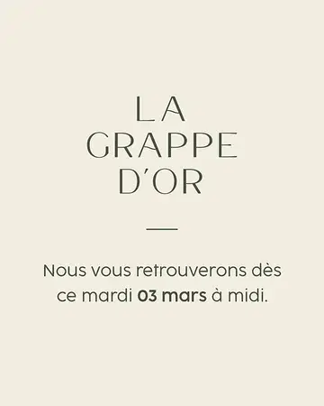 Après un peu de repos, notre équipe est prête à vous accueillir dès ce mardi 03 mars.

Réservez votre table via : https://lagrappedor.com/reserver/

#arlon #restaurant #gastronomie #luxembourg #lagrappedor