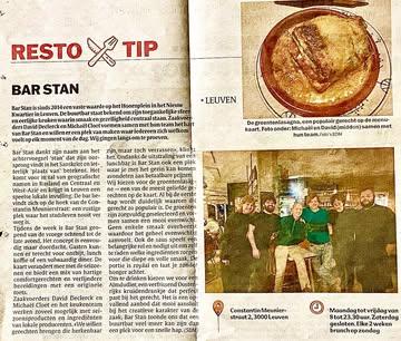 🗞️ Zeer gewaardeerde ‘resto-tip’ in @hln_be 👊
✅ We onthouden o.a. dat “Bar Stan veel meer kan zijn dan een plek voor een snelle hap”, dat “al bij de eerste hap duidelijk wordt waarom de groentenlasagne zo populair is” en dat een Almdudler de perfecte pairing vormt 🤷🏼‍♂️. 

❤️ Wat we doen, doen we heel graag. Onze liefde voor kwalitatief en lekker eten, en onze liefde voor informele gezelligheid is wat ons al 12 jaar drijft 👨🏻‍🍳 👨‍🌾🙋🏼‍♂️🧍🏻‍♀️🧖🏻‍♂️🤷🏽‍♂️

🙏 Dank voor al jullie bezoeken en warme steun!

🍇 Morgen zondag Brunch (volzet)
🌤️ Maandag start van een eerste lenteweek?! TERRAS!

👋🏼 Mooi weekend!
❤️ TEAM STAN