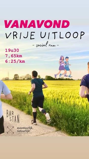 🏃🏃🏾‍♀️Vanavond eerste Vrije Uitloop 👍
Een gezellig loopje, 7,65km aan 6:25/km. Afspraak onder de kastanjeboom aan Bar Stan. . 
Lekker uitwaaien, spatje regen er bij 👌🏽

Loop lekker mee, of vervoeg de whatsapp groep om op de hoogte te blijven van komende edities. Link in bio of via website Bar Stan of @avontuurlijknatuurlijk 

Tot straks of snel! 👊❤️