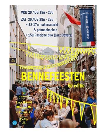𝑩𝒆𝒏𝒏𝒆𝒇𝒆𝒆𝒔𝒕𝒆𝒏 2025!

Al voor de 5de keer zetten we in de Bennesteeg de langste tafel van Gent uit! Op 𝐯𝐫𝐢𝐣𝐝𝐚𝐠- 𝐞𝐧 𝐳𝐚𝐭𝐞𝐫𝐝𝐚𝐠𝐚𝐯𝐨𝐧𝐝 𝟐𝟗 & 𝟑𝟎 𝐚𝐮𝐠𝐮𝐬𝐭𝐮𝐬 kan je er aanschuiven voor een lekker drankje en hapje in ’t gezelligste steegske van Gent. 

@knolkool.gent , @vishandel_de_vis , @restaurantsanmarco & @gwenola_gent verzorgen super hapjes en @parolewinebar zorgt voor de bijpassende drankjes 😋

Op zaterdagnamiddag is er opnieuw de 𝐦𝐚𝐤𝐞𝐫𝐬𝐦𝐚𝐫𝐤𝐭 van 12u tot 17u met verse pannenkoeken van Gwenola. Om 15u is er dan ook nog eens wat live muziek met jazz covers door @pastiche_duo 🎶

𝐆𝐞𝐞𝐧 𝐭𝐢𝐜𝐤𝐞𝐭𝐬 nodig, 𝐠𝐞𝐞𝐧 𝐫𝐞𝐬𝐞𝐫𝐯𝐚𝐭𝐢𝐞𝐬 nodig. Gewoon afkomen en genieten! 

Tot dan? 👋🏼