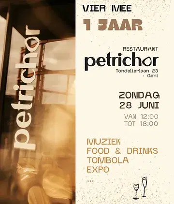 Hoera, we zijn jarig en vieren feest!

Op zondag 28 juni nodigen we jullie heel graag uit op een nieuwe feesteditie van zalige zondag. Vanaf 12u kan je samen met ons klinken op 1 jaar Petrichor. 

Wat kan je verwachten? Een gezellig samenzijn met lekkere hapjes en drankjes, leuke plaatjes gedraaid door onze DJ, een mini expo, tombola... Natuurlijk zijn er nog steeds lekkere flessen limoncello, mandarinello, daslookolie en azijnen te koop, 

En er is meer! Kom je in deze feestmaand eten en wens je ons een gelukkige verjaardag, dan zit er alvast een extra in voor jou!

#feest #gent #restaurant #zaligezondag #puurgent