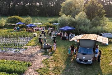Ieder jaar komt onze community samen op het plukveld voor een gezellige maaltijd. Iedereen brengt iets mee, we zwieren vlees van eigen kweek op de barbecue, er zijn lekkere drankjes van lokale ondernemers (@levuur_kombucha @wijnhuistinto @stroombrouwers) en we scheppen ijs van eigen frambozen dankzij @broodhuyskoen. We praten bij, genieten van de oogst en deelnemer Danilo legt de sfeer ondertussen prachtig vast ☀️. 

#community #gemeenschapslandbouw #duurzamelandbouw #ikkenmijnboer