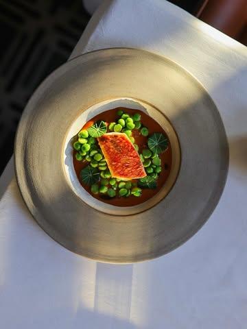 Printemps 2026 🌱🌿

Rouget barbet d’ @igor_ni_france 
sauce de carcasse barbecue.

Petits pois parfumés à la sarriette fumée,
huile de capucine.

Le printemps en tension.

#finedining #gastronomy #cheflife #seasonalcooking #brusselsrestaurant