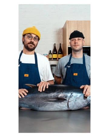 W H O O G Y S

Recently foodie ambassador (and Nightshop regular) @whoogys invited @tonnoirloick to his atelier to cut and cook a 22kg tuna from head to
tail.

Together they cook 5 recipes - sashimi, grilled tuna belly, escabeche pasta, BBQ tuna collar tacos and tartare! You can catch the video via @whoogys YouTube channel. Thank you for this beautiful content guys! @kontnt.be

As always the tuna is day boat and line-caught 🩵