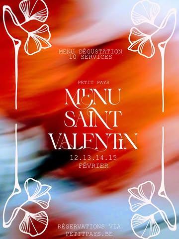 ✨SAINT-VALENTIN CHEZ PETIT PAYS ✨

Cette année, j’ai décidé de marquer le coup.
Un menu dégustation en 10 services qui s’enchaînent, accompagné d’une sélection de vins et de softs millimétrée.

Ça va être intense.
Mais surtout, ça va être bien.

Je suis vraiment fier de ce menu « dégustation » — et encore plus de pouvoir vous le dévoiler en avance, pour une fois…

110 € par personne
Apéritif • Menu • Sélection de boissons • Eau • Boisson chaude • Sourire

Aucun supplément.

Réservations via petitpays.be