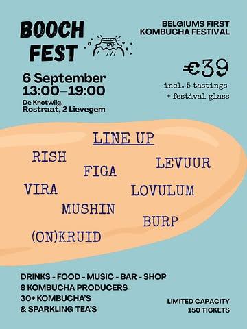 BOOCH FEST 2026
The full line-up is here.

8 Belgian kombucha producers.
30+ kombuchas & sparkling teas.

Limited capacity
Tickets in bio.

See you on 6 September.

#boochfest #kombucha #fermentation #sparklingtea #alcoholfree belgium