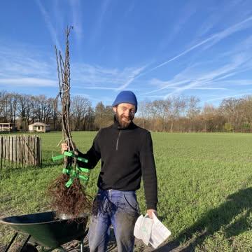 Deze winter hebben we opnieuw bomen geplant voor de aanleg van onze agroforestry of boslandbouw 🌳✨🌳

Begin 2025 hebben we de eerste fase van de bomen aangeplant met 37 verschillende soorten. Deze winter ging de tweede fase van de aanplant de grond in, met meer  liefst 107 verschillende soorten. In totaal hebben we 3329 bomen aangeplant voor boslandbouw, waarvan 30% productiehoutigen en 70% systeemondersteuners. Het was een uitgebreid werk, en best uitdagend met de vele sneeuwval en vrieskou deze winter. Gelukkig hebben we alle bomen tijdig in de grond gekregen.

We hebben een heel aantal fruitbomen aangeplant zoals appel, pruim, kers, peer, vijgen en perzik. En notenbomen zoals walnoot, amandel en hazelaar. Er staan ook meer bijzondere soorten tussen zoals kaki, pawpaw en nashipeer. En een uiensoepboom: van de bladeren van deze boom kan je heerlijke soep maken, die je binnenkort bij ons kan komen proeven!

Wat een transformatie! De boerderij ziet er helemaal anders uit nu het veld plots vol bomen staat. We zijn alvast heel tevreden met het resultaat en we kijken uit naar deze lente als alle bomen en struiken in bloei staan! 🌸🌳🌸