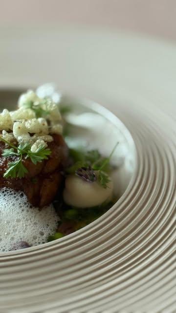 Kalfszwezerik geglaceerd met tamarinde, crunch van gepofte aardappel & geroosterde gist. 

Morilles, creme van peterselie wortel, salade van jonge kruiden en bloemen. 

Consommé van Iberico bellota met erwtjes & bieslook, schuimige beurre blanc van vin jaune. 

#thisisrebelle