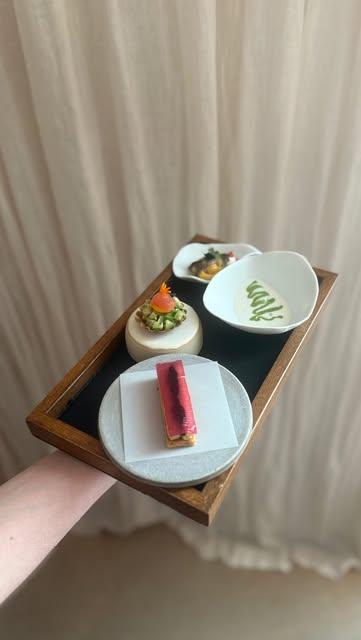 This is how we say Hello 👋

- oyster & plankton 
- mussels with sakura & rhubarb kosho 
- buckwheat tartelette, asparagus & citrus 
- Szechuan sablé, birds liver, beetroot & blackcurrant

#thisisrebelle
