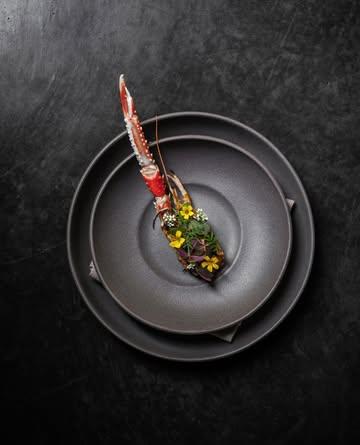 Gratinated langoustine head with a langoustine emulsion, finished with herbs from the garden and a tartare of langoustine, dill flower vinegar, and basil oil. 🦐⁠
⁠
#zerowaste