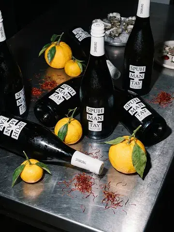 Chardonnay. Yuzu. Saffron.

For full platters,
long chatter,
and glances that flatter.

Clever Pleasure.
