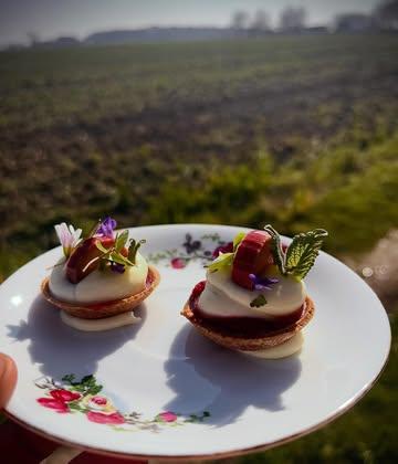 Spring tartelette / strawberry from last summer / first  rhubarb / lemony herbs