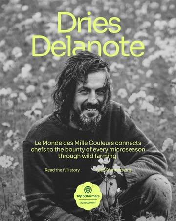 👉 Meet Dries Delanote / @mondedesmillecouleurs /📍Belgium

Raised on his parents’ conventional vegetable farm in Flanders, Dries Delanote could have followed the industrial path. 

But early on, he began questioning a system that valued yield over life.

While traveling and spending time in Bolivia, Peru, and Senegal 25 years ago, Dries was exposed to another way of farming, one that put food production first.

He took these learnings back to Belgium and started Le Monde des Mille Couleurs, a wild farm where plants and edible flowers could grow rebelliously. 

Dries and his team’s approach trusts the deep wisdom of the natural world, letting the plants lead the way and respecting all forms of life knowing they have an important role to play. 

By viewing plants as living organisms, not products, Dries and his team unlock thousands of tastes, colors, and lives, which they share with leading chefs in France and Belgium. 

🔗 Follow the link in @top50farmers bio for the full story on how Le Monde des Mille Couleurs let’s nature lead the way through wild farming. 

#t50f2025 #T50F #top50farmers #regenag #regenerativeagriculture #regenerativefarming #mondedesmillecouleurs #ceciestpassata #foodforestry #wildfarming #permaculture #soilmates #soilhealth #knowyourfarmerknowyourfood #landstewardship #futureoffarming