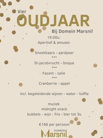 We gaan er traditiegetrouw weer een stevige lap op geven samen met jullie! 🎉 

Reserveer de laatste tafeltjes en een plek op onze dansvloer via info@domeinmarsnil.be