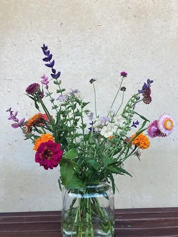 Boeketje geplukt op het gevoel door één van de collega’s op het einde van een stevige werkdag. Mooi zijn is voor bloemen een fluitje van een cent! Maar duuuuuus, al deze bloemen (en vele anderen) kan je momenteel terugvinden op het veld. 

1. Bonte salie
2. Phlox
3. Kogelamarant
4. Leeuwenbekje
5. Goudstrobloem
6. Zinnia

Kom dat zien, kom dat zien!