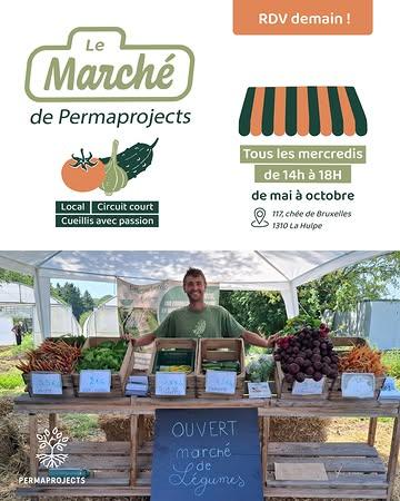 ☀️ Au menu cette semaine…

🥚 Une omelette aux légumes du jardin ?
🥒 Une soupe froide de courgettes au basilic ?
🥗 Une salade croquante relevée d'une vinaigrette au miel ?

Tous les ingrédients vous attendent au marché de Permaprojects !

🥬 Des légumes bio de saison cultivés par les apprenant·es de Permaprojects dans le cadre de leur formation au maraîchage professionnel.
🥚 Les œufs frais de CoKots, pondus par les poules du poulailler mobile de Pierre Samyn installé sur notre champ.
🍯 Le miel de BeeHave (Overijse), produit avec l'abeille noire belge, une race endémique emblématique de notre patrimoine naturel.

📅 Tous les mercredis de 14h à 18h
📍 Les Terres d'Ici – Chaussée de Bruxelles 117, La Hulpe

Que vous prépariez un repas en famille, un barbecue entre amis ou un pique-nique improvisé, passez faire le plein de produits locaux, de saison et cultivés avec passion. À mercredi !